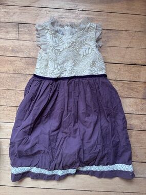 3T elestory Lace Bodice Purple and Cream Party Dress